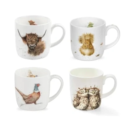 Afbeelding van Royal Worcester Wrendale Designs 0,3 liter mok set uil fazant koe en eekhoorn van 4