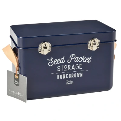 Afbeelding van Burgon &amp; Ball Zadenbewaarblik Blauw Lederen handvatten