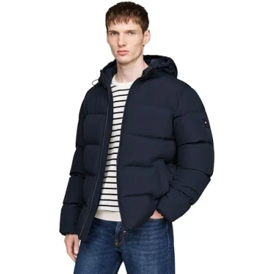 Afbeelding van Tommy Hilfiger Heren DOWN HOODED Puffer JAS MW0MW36599, Jacket, Blauw, XXL, Blauw (Woestijnhemel), XXL