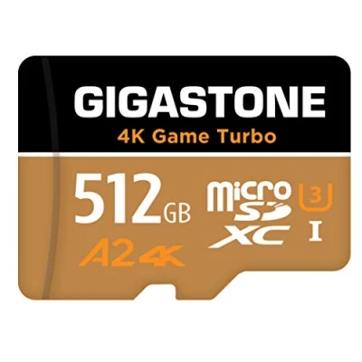 Afbeelding van [5 jaar gratis gegevensherstel] Gigastone geheugenkaart 512 GB 4K Game Turbo, professioneel voor GoPro drone DJI Switch, snelheid 100 MB/s. A2 U3 V30 Micro SDXC kaart met SD adapter.