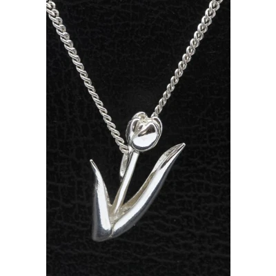 Afbeelding van Zilveren Tulp middel 2 ketting hanger