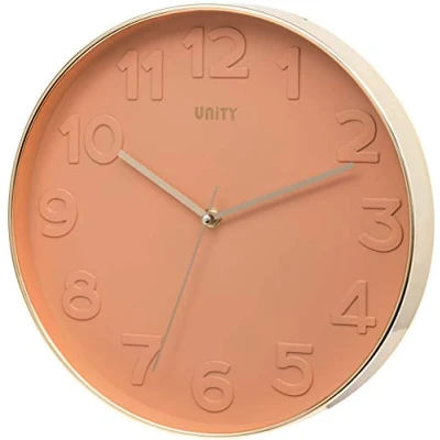 Afbeelding van Unity wandklok, Bergen, Stille veeg, modern, perzikroze, 30 cm