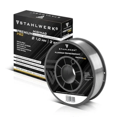 Afbeelding van STAHLWERK MIG MAG aluminium lasdraad ER5356 (AlMg5) 1,0 mm 2 kg draadrol draadspoel toevoegmateriaal universeel massieve draad elektrode