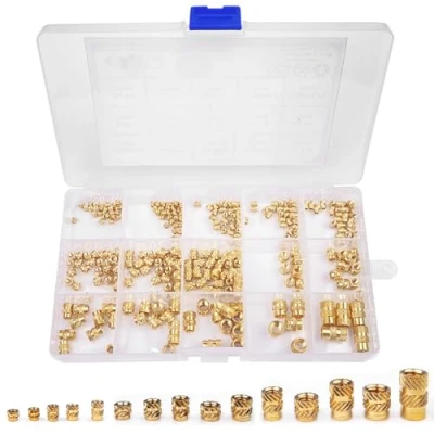 Afbeelding van Newpop 300 stuks schroefdraadinzet, smeltschroefdraad met sorteerdoos, messing inpersmoeren, 15 maten draadinserts, voor 3D print, Loptop, auto, kunststof schaal