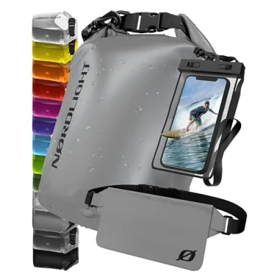 Afbeelding van Nordlight Waterdichte Dry Bag met telefoonzak en heuptas (20L, Antraciet) droge zak rolsluiting Zwemmen, varen, strand, staand peddelen