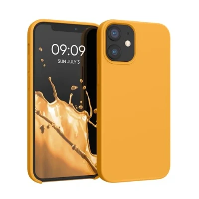 Afbeelding van kwmobile telefoonhoesje geschikt voor Apple iPhone 12 mini Hoesje met siliconen coating Smartphone case in mango