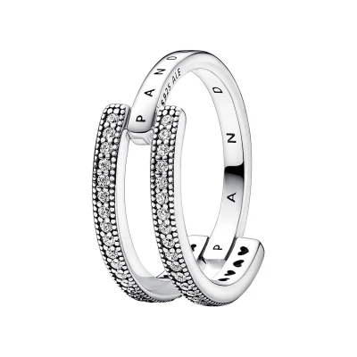 Afbeelding van Pandora 192779C01 Ring Stackable Signature Logo Pav&eacute; Double
