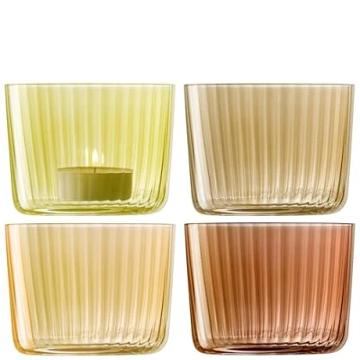 Afbeelding van Theelichthouder L.S.A. Gems Amber/Orange 6 cm (Set van 4)