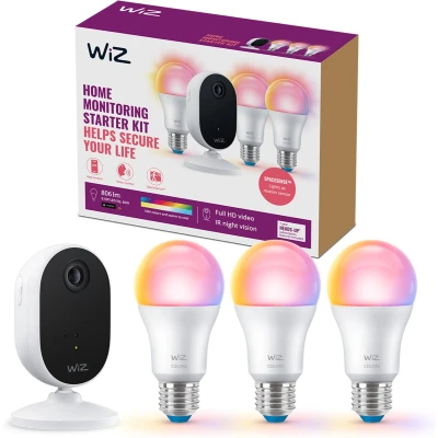 Afbeelding van WiZ Home Monitoring starterkit 3 smart lampen + IP camera