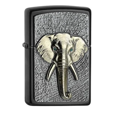 Afbeelding van ZIPPO Olifant Tri Colour embleem Gray Dusk stormaansteker, navulbaar, in hoogwaardige geschenkdoos.