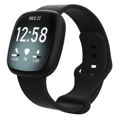 Afbeelding van Fitbit Versa 3 &amp; 4 / Sense 1 2 Sportbandje Zwart Maat: M/L