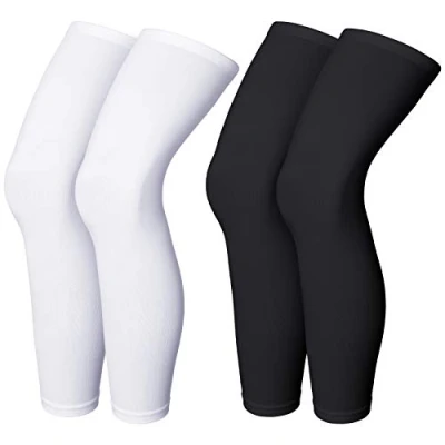 Afbeelding van 4 stuks compressie been mouw volledige lengte beenmouwen sport fietsen mouwen voor mannen vrouwen ondersteuning knie, dij, kalf, hardlopen, basketbal, groot