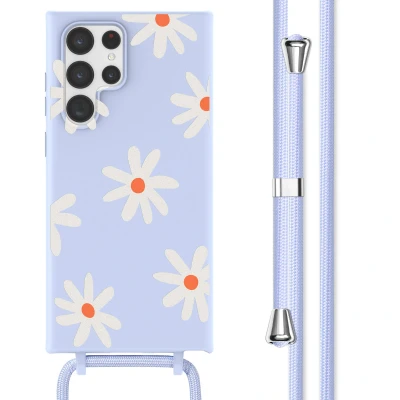 Afbeelding van Samsung Galaxy S22 Ultra Hoesje Siliconen en TPU (zacht) imoshion Softcase/Koordhoesje/Backcover Lila Flower Distance Telefoonhoesje