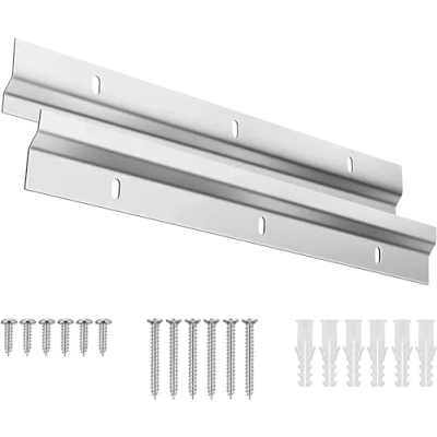 Afbeelding van 2 stuks metalen Z klemmen, 30 cm zeer belastbare robuuste klemrail, ophangsysteem met schroeven, eenvoudige rails, fotohangers voor foto&#039;s en spiegelkunstwerken, lijst