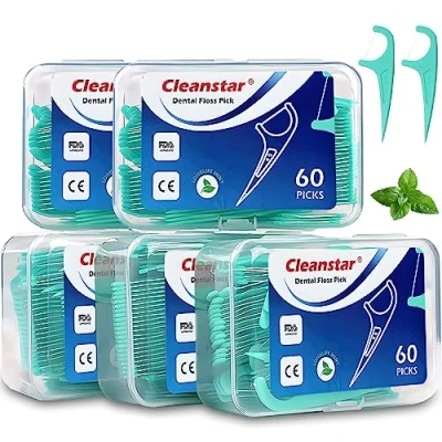 Afbeelding van BEYAOBN 300 count tandzijde plectrums lichte munt smaak floss sticks tandenpoesjes tanden schoonmaken Picks essentiële tandheelkundige flossen, Pack van 5 Perfect voor familie, hotel, reizen