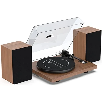 Afbeelding van 1 BY ONE Hifi Platenspeler, Bluetooth Platenspeler met Luidsprekers Riemaandrijving 33/45 rpm USB und RCA Poort Moving Magnet Auto Stopp Phono Equalizer