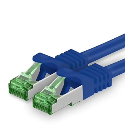 Afbeelding van 1aTTack.de Cat.7 netwerkkabel 3m blauw 1 stuk Cat7 Ethernet kabel netwerk Lan ruwe 10 Gb S FTP PIMF set patchkabel met Rj 45 connector Cat.6a