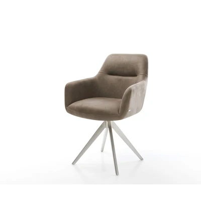 Afbeelding van Draaistoel Pejo Flex kruisframe hoekig roestvrij staal taupe vintage 180