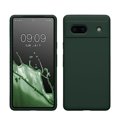 Afbeelding van kwmobile telefoonhoesje geschikt voor Google Pixel 7a Hoesje met siliconen coating Smartphone case in mosgroen