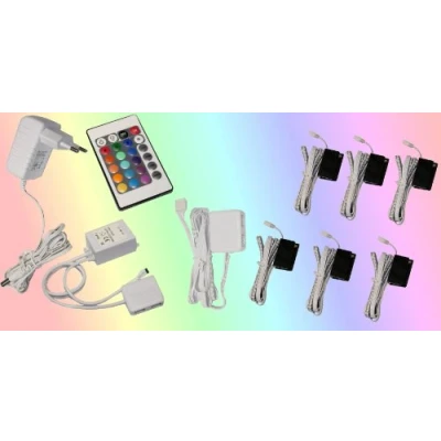 Afbeelding van Trango Set van 6 RGB Kleur Veranderende LED Glazen Randverlichting 5022 06 incl. Afstandsbediening Kastverlichting I Vloerverlichting Vitrine Verlichting Clips Meubelverlichting