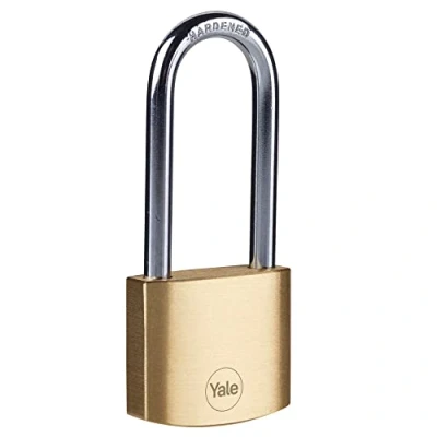 Afbeelding van Messing hangslot YALE Y110B/40/152/1 Lange beugel van gehard staal 3 sleutels
