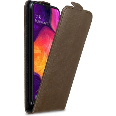 Afbeelding van Cadorabo Hoesje geschikt voor Samsung Galaxy A50 4G / A50s A30s in KOFFIE BRUIN Beschermhoes flip design Case Cover met magnetische sluiting