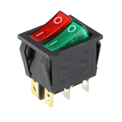 Afbeelding van Dubbele ON OFF schakelaar 250V 16A Rood / groen