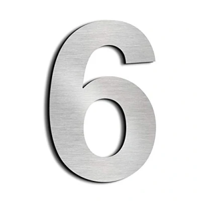 Afbeelding van Groot modern huisnummer van massief 304 roestvrij staal,15,3 cm/6in,geborsteld oppervlak zweefeffect,eenvoudig te monteren（6in 6/9）