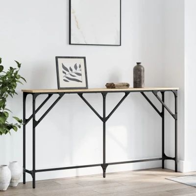 Afbeelding van Wandtafel 140x23x75 cm bewerkt hout sonoma eikenkleurig