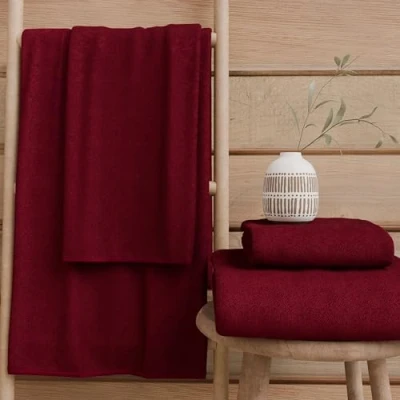 Afbeelding van PETTI Artigiani Italiani Badhanddoeken van 100% katoenen badstof, handdoekenset 1 + 1, 2 stuks, gezichtshanddoek en handdoek, handdoeken bordeaux