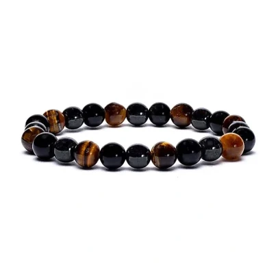 Afbeelding van Armband hematiet/obsidiaan/ tijgeroog elastisch