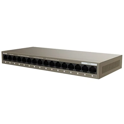 Afbeelding van Tenda TEG1016M Switch Gigabit 16 Ports Netwerk (VLAN, Plug and Play, Metalen Behuizing, Ventilatorloos, Unmanaged) LAN Poorten Splitter Verdeler Ethernet