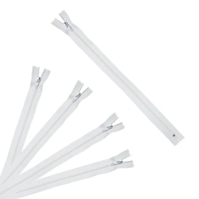 Afbeelding van Trimz 60 cm ( 23 inch) Wit one Way End Stop Zip met 4mm Tanden 5 Stks, Polyester,