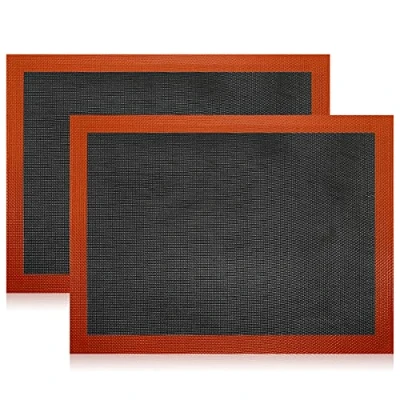 Afbeelding van siliconen bakmat, 2 stuks antislip kookmat, herbruikbare bakplaat voeringen, BPA vrije hittebestendige professionele mat voor het bakken van koekjes/gebak/macarons/pizza, zwart (40 x 30 cm)