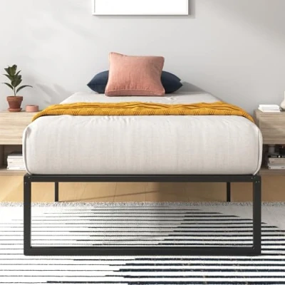 Afbeelding van Zinus Lorelai bed 100x200 cm Hoogte 36 met opbergruimte onder het Metalen platform bedframe Zwart