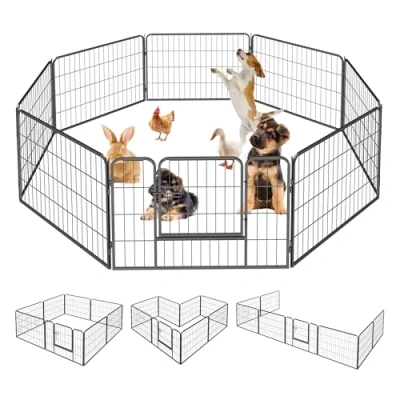 Afbeelding van Qianruida Hondenbox voor honden, 8 panelen, puppypark, kleine buiten/binnen, box huisdieren, 80 x 60 cm, zwart