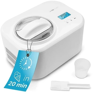 Afbeelding van Clatronic® ICM 3799 ijsmachine en yoghurtmaker, ijs in 20 minuten, voor maximaal 1000 ml, met compressor, &amp; frozen yoghurt, incl. receptensuggesties, spatel maatbeker