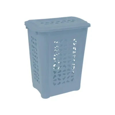 Afbeelding van keeeper Wasmand met inworpgleuf en opklapbaar deksel, luchtdoorlatend, 60 l, Per, Nordic Blue