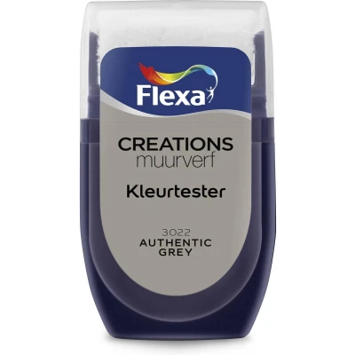Afbeelding van flexa creations muurverf tester 3022 authentic grey 30 ml