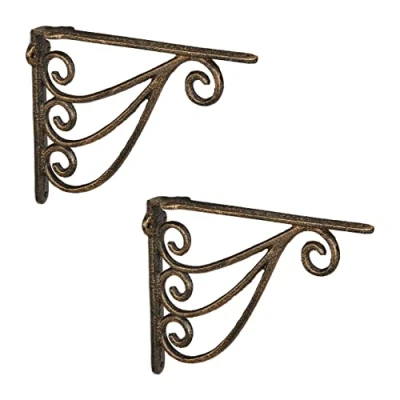 Afbeelding van Relaxdays plankdrager set van 2 schapdrager muursteun gietijzer 24 cm antiek bronzen