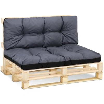 Afbeelding van Palletkussen buiten wasbaar 40 x 120 cm pallet zitkussen Euro bekleding Grafiet