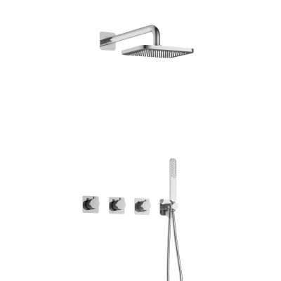 Afbeelding van Hotbath Gal Regendoucheset IBSGL70 Chroom Staaf Handdouche 22cm Hoofddouche Wandarm met wandhouder