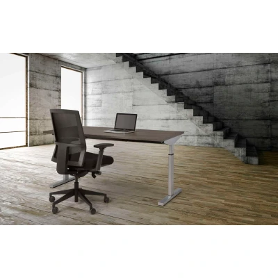 Afbeelding van Hoogte verstelbaar T poot bureau Quick breed 160CM diep 80CM bladkleur Licht Eiken framekleur Wit (RAL9010)