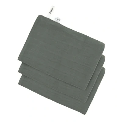 Afbeelding van LÄSSIG Mousseline flanellen set van 3 petrol groen