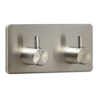 Afbeelding van 2 stuks SOTECH wandhaken Pandora, 90 x 45 30 mm, met haken RVS zelfklevend, dubbele haak voor keuken en badkamer