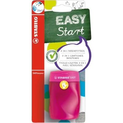 Afbeelding van STABILO EASYsharpener Ergonomische 3 in 1 Puntenslijper Linkshandig Roze Geschikt Voor Alle Potloden