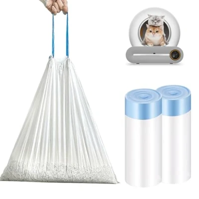 Afbeelding van zelfreinigende kattenbak, vuilniszakken, scheurvast, vuilniszakken met draaggreep, duurzame kattentoiletzakken, 2 rollen kattenbakzakken, 30 stuks