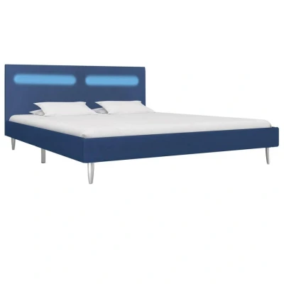 Afbeelding van Bedframe met LED stof blauw 160x200 cm