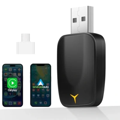 Afbeelding van Draadloze Android auto en Carplay, mini stick voor het omzetten van bekabelde CarPlay/Android in draadloos, geschikt auto&#039;s met AA USB C/A, stabiele verbinding (solide)