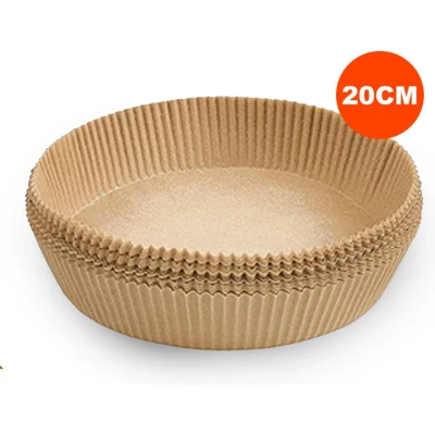 Afbeelding van *** 100 Stuks Heteluchtfriteuse Wegwerpbakjes 20cm Geschikt voor AirFryer Bakpapier Wegwerp Bakjes Wegwerppapier Rond van Heble®
